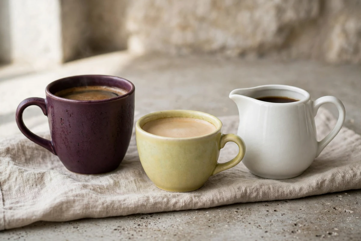 Different coffee vessels arranged together